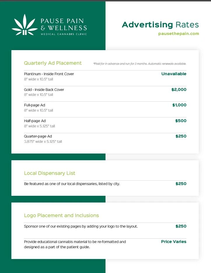  Advertising Rates sheet. 